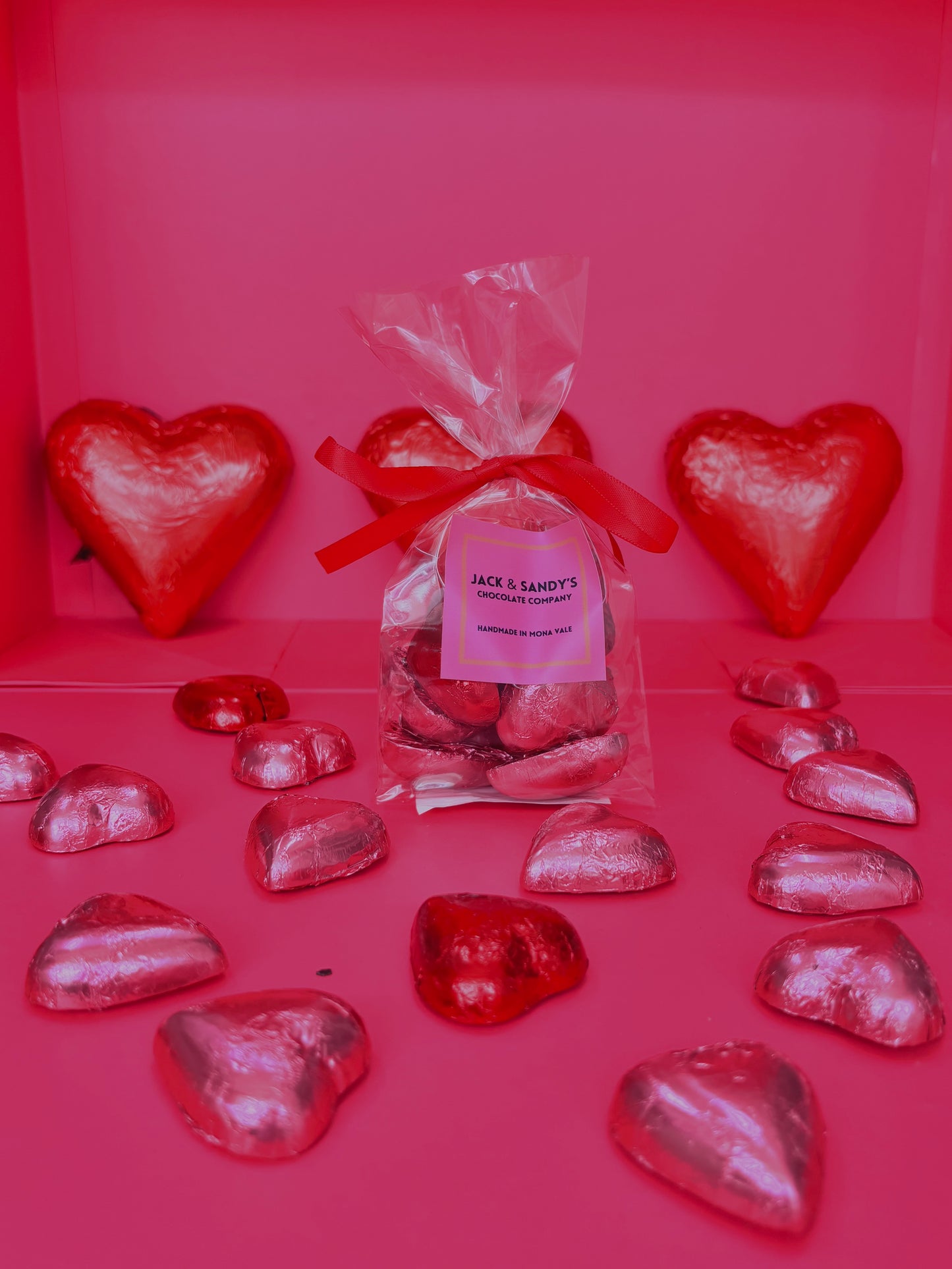 Bag of Milk Chocolate Hearts - Red/Pink Foil