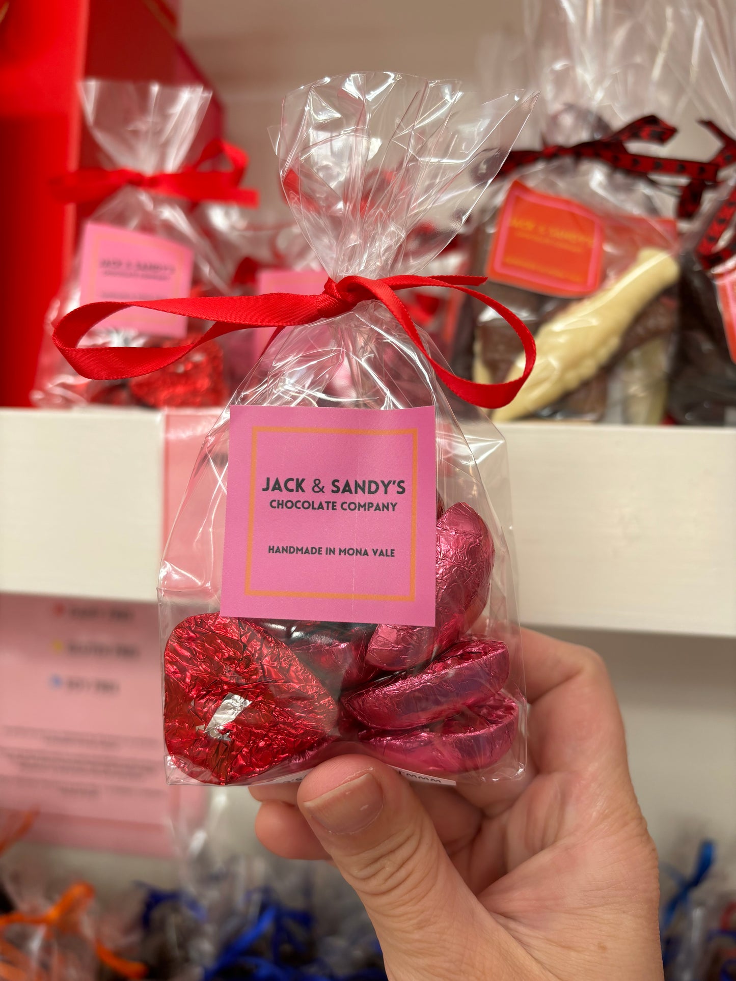 Bag of Milk Chocolate Hearts - Red/Pink Foil
